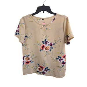 NWOT M Beige floral Unknown Blouse